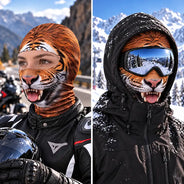 Christmas,Humorous,Icon,Motorcycle - Winter Skiing Gag Gift For Friends, Family Matching Gear - Personalized 3D Realistic Animal Funny Face Balaclava Face Mask