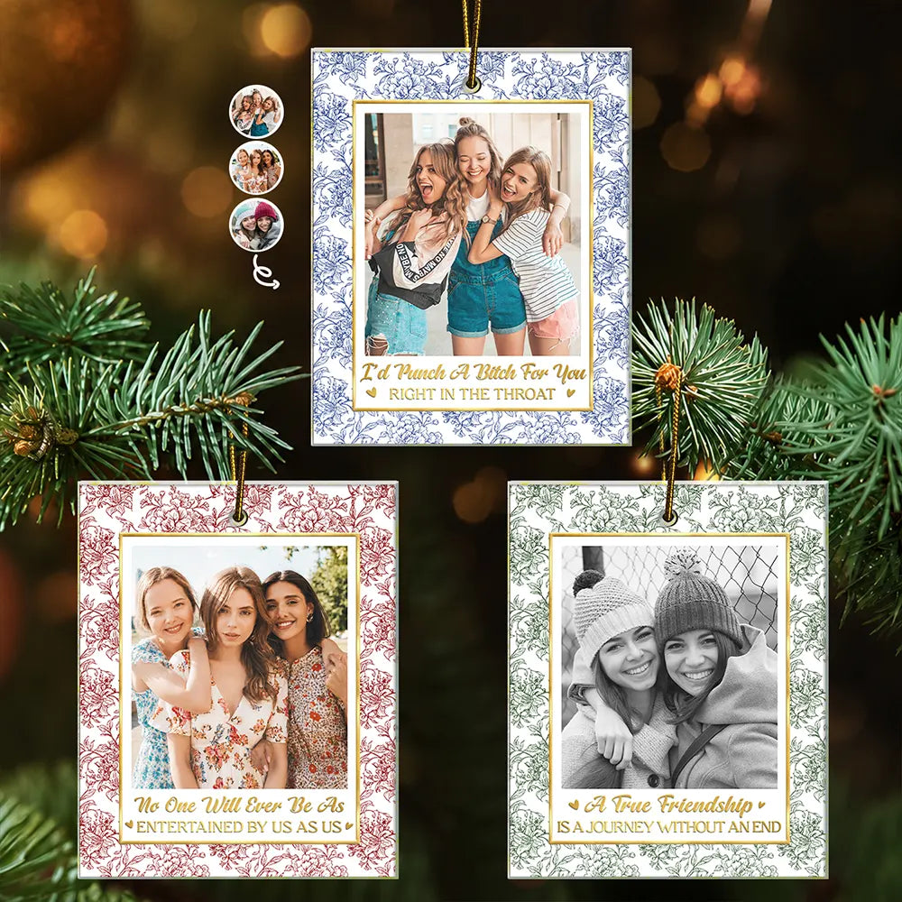 Afro Besties,Christmas,Custom Photo,Gift For Bestie,Playful,Upload Full Photo - Friendship Gifts For Bestie, BFF - Personalized Custom Photo A True Friendship Is A Journey Without An End Acrylic Ornament