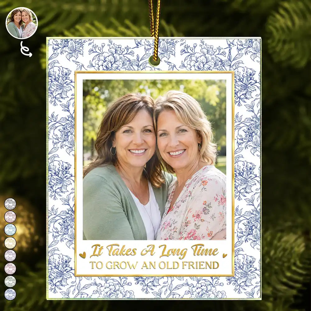 Afro Besties,Christmas,Custom Photo,Gift For Bestie,Playful,Upload Full Photo - Friendship Gifts For Bestie, BFF - Personalized Custom Photo A True Friendship Is A Journey Without An End Acrylic Ornament