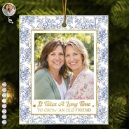 Afro Besties,Christmas,Custom Photo,Gift For Bestie,Playful,Upload Full Photo - Friendship Gifts For Bestie, BFF - Personalized Custom Photo A True Friendship Is A Journey Without An End Acrylic Ornament