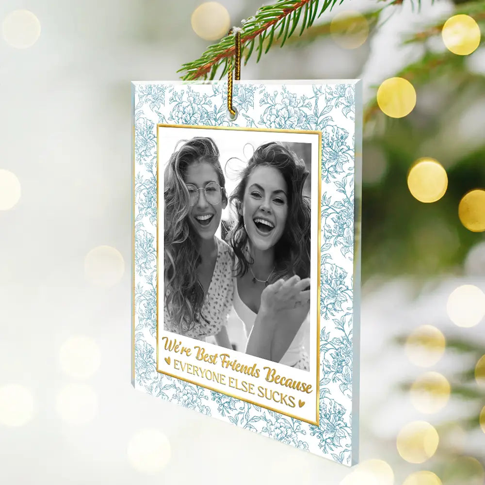 Afro Besties,Christmas,Custom Photo,Gift For Bestie,Playful,Upload Full Photo - Friendship Gifts For Bestie, BFF - Personalized Custom Photo A True Friendship Is A Journey Without An End Acrylic Ornament