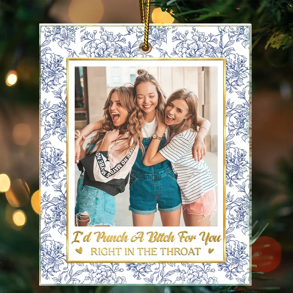 Afro Besties,Christmas,Custom Photo,Gift For Bestie,Playful,Upload Full Photo - Friendship Gifts For Bestie, BFF - Personalized Custom Photo A True Friendship Is A Journey Without An End Acrylic Ornament