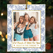 Afro Besties,Christmas,Custom Photo,Gift For Bestie,Playful,Upload Full Photo - Friendship Gifts For Bestie, BFF - Personalized Custom Photo A True Friendship Is A Journey Without An End Acrylic Ornament