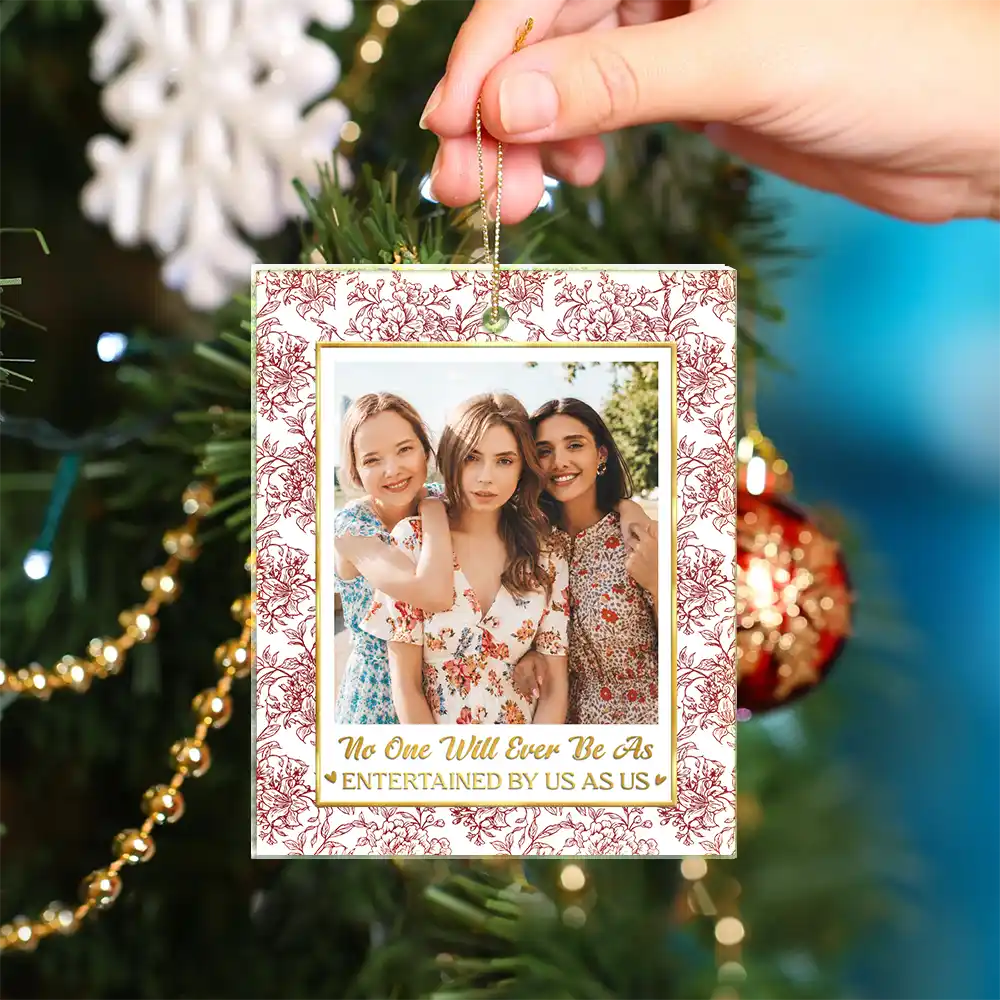 Afro Besties,Christmas,Custom Photo,Gift For Bestie,Playful,Upload Full Photo - Friendship Gifts For Bestie, BFF - Personalized Custom Photo A True Friendship Is A Journey Without An End Acrylic Ornament