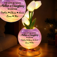 Christmas,Custom Text,Gift For Mother,Gifts For Her,Indoor Decor,Sentimental - Christmas Home Bedside Cozy Decor Gift For Mom From Daughter, Mother Daughter - Personalized With Name And Message Tulip LED Night Light