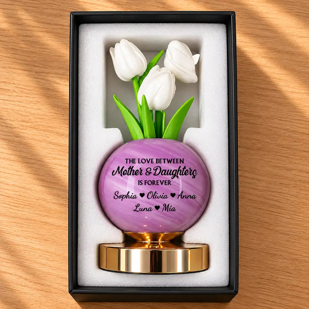 Christmas,Custom Text,Gift For Mother,Gifts For Her,Indoor Decor,Sentimental - Christmas Home Bedside Cozy Decor Gift For Mom From Daughter, Mother Daughter - Personalized With Name And Message Tulip LED Night Light