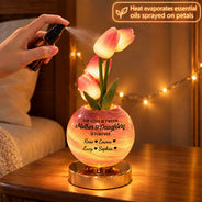 Christmas,Custom Text,Gift For Mother,Gifts For Her,Indoor Decor,Sentimental - Christmas Home Bedside Cozy Decor Gift For Mom From Daughter, Mother Daughter - Personalized With Name And Message Tulip LED Night Light