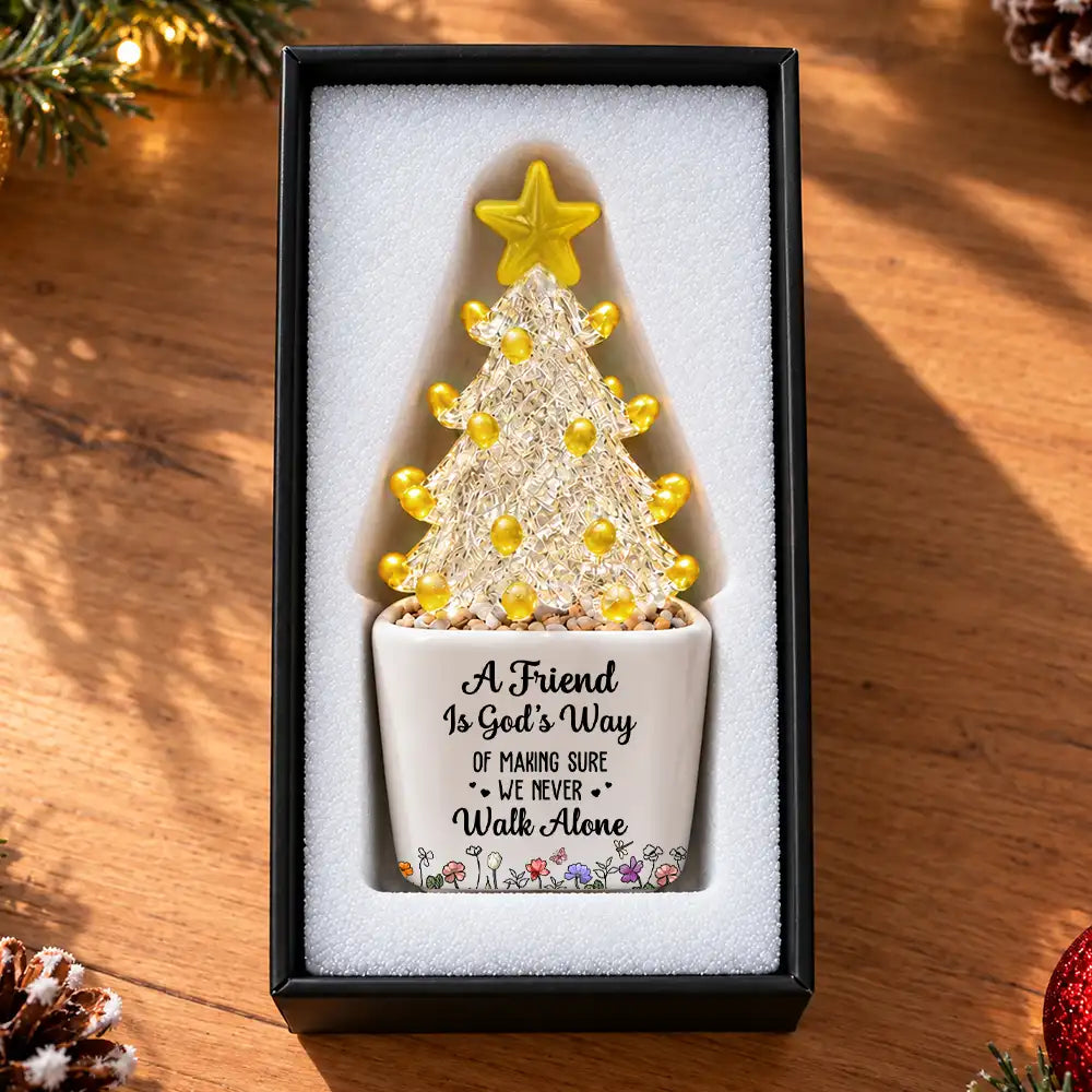 Afro Besties, Christmas, Gift For Bestie, Grateful, Vector - Christmas Gift For Best Friend - Personalized A Friend Is God's Way Of Making Sure We Never Walk Alone Stained Glass Christmas Tree