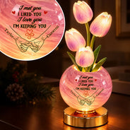 Anniversary, Christmas, Gift For Couples, Gift For Wife, Gifts For Her, Icon, Indoor Decor, Romantic - To My Wife, Girlfriend Anniversary Christmas Home Decor Gift - Personalized Pinky Promise Tulip LED Night Light