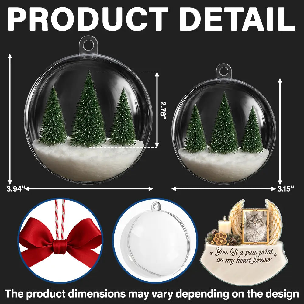 Christmas,Custom Photo,Memorial,Pet Lovers,Pet Memorial,Sympathetic,Upload Full Photo - Pet Memorial Christmas Gift - Personalized Custom Photo Pet Dog Cat Portrait 3D Acrylic Ball Ornament