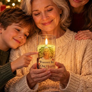 Christmas,Custom Photo,Family,Memorial,Memorial Loved One,Sympathetic,Upload Full Photo - Memorial Sympathy Gift For Loss Of Parent - Personalized Custom Photo When You Miss Me Have No Fear LED Candle