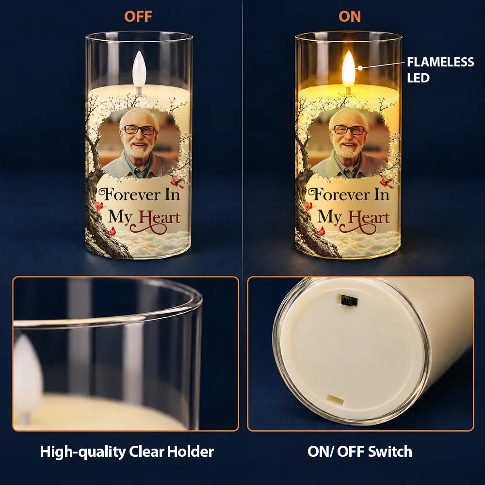 Christmas,Custom Photo,Family,Memorial,Memorial Loved One,Sympathetic,Upload Full Photo - Memorial Sympathy Gift For Loss Of Parent - Personalized Custom Photo When You Miss Me Have No Fear LED Candle