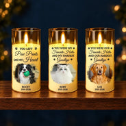 Christmas,Custom Photo,Memorial,Pet Lovers,Pet Memorial,Sympathetic,Upload Full Photo - Pet Memorial Gift - Personalized Custom Photo Your Light Always Shines In My Heart LED Candle