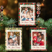 Christmas,Custom Photo,Family,Sentimental,Upload Full Photo - Christmas Gifts For Family - Personalized Custom Photo Family Name Plaid Pattern Acrylic Ornament