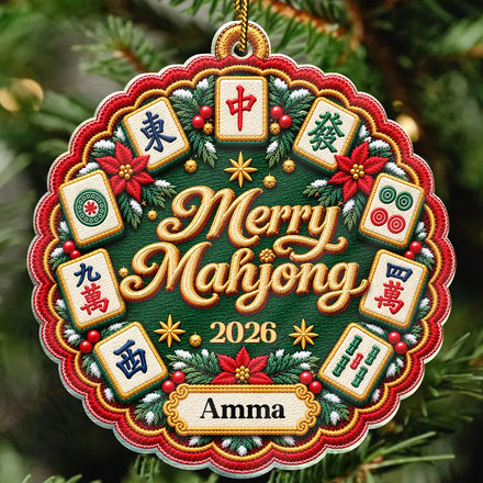 Mahjong Player Christmas Gift - Personalized Merry Mahjong Acrylic Ornament