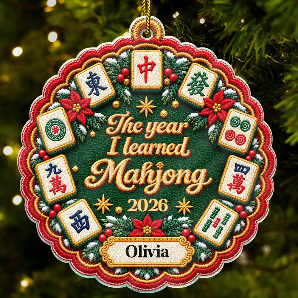 Christmas,Custom Text,Gift For Women,Gift For Yourself,Gifts For Her,Happy - Mahjong Player Christmas Gift - Personalized Merry Mahjong Acrylic Ornament