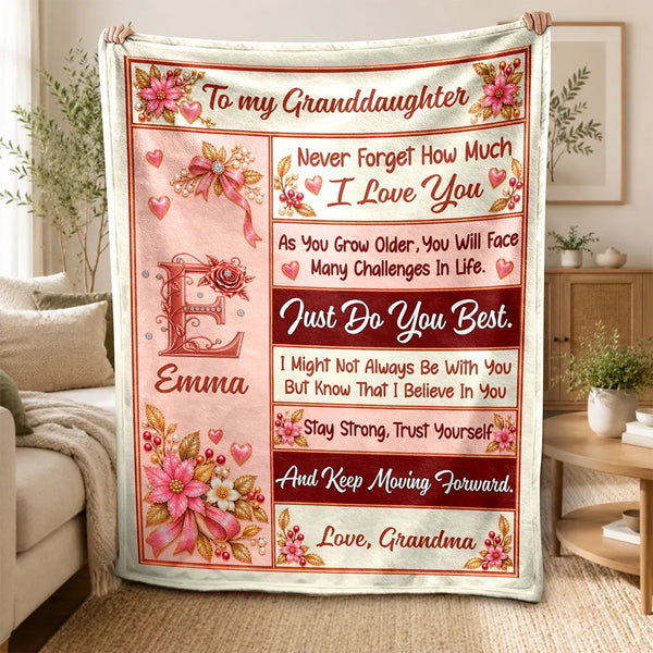 Christmas,Gift For Granddaughter,Gift For Grandkids,Gifts For Her,Monogram,Sentimental - Birthday Gift For Granddaughter - Personalized Monogram Just Do Your Best Fleece Blanket, Sherpa Blanket