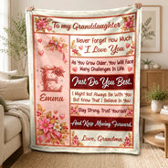 Christmas,Gift For Granddaughter,Gift For Grandkids,Gifts For Her,Monogram,Sentimental - Birthday Gift For Granddaughter - Personalized Monogram Just Do Your Best Fleece Blanket, Sherpa Blanket