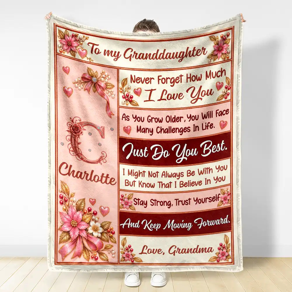 Christmas,Gift For Granddaughter,Gift For Grandkids,Gifts For Her,Monogram,Sentimental - Birthday Gift For Granddaughter - Personalized Monogram Just Do Your Best Fleece Blanket, Sherpa Blanket