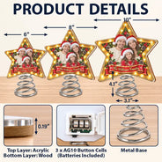 Christmas,Custom Photo,Family,Happy,Remove BG Photo - Family Christmas Gift - Personalized Custom Photo Family Name Star LED Tree Topper