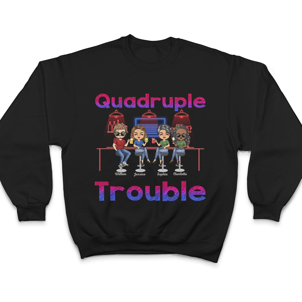 Double Trouble Bar Party BFF - Anniversary, Birthday Gift For Besties, Best Friends - Personalized Custom T Shirt