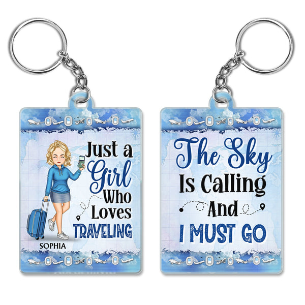 Just A Girl Boy Who Loves Traveling Adventure - Birthday Gift For Travel Lovers - Personalized Custom Acrylic Keychain