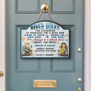 Pool Rules Swim At Your Own Risk Grilling Chibi - Home Decor, Backyard Decor, Gift For Her, Him, Family, Couples, Husband, Wife - Personalized Custom Shaped Wood Sign
