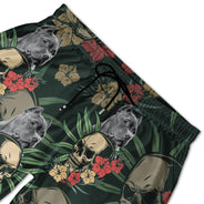 Custom Photo Skull Family Pet Face Tropical Leaf - Gift For Men, Dog And Cat Lovers - Personalized Custom Unisex Beach Shorts