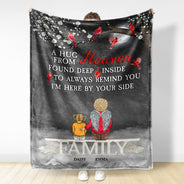 Sending Hugs From Heaven - Family Memorial Gift - Personalized Fleece Blanket