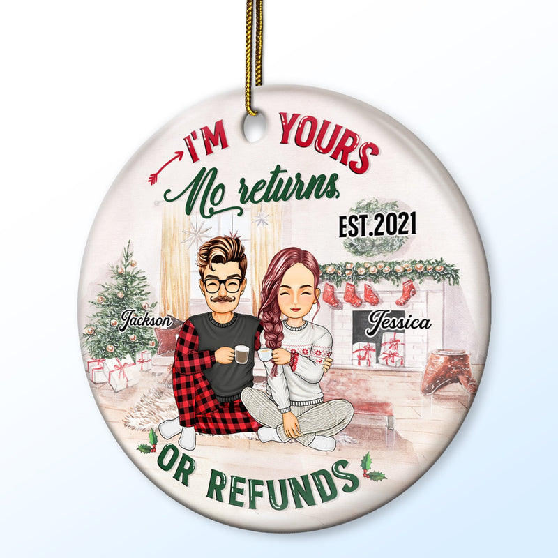No Returns Or Refunds - Christmas Gift For Couples, Lover, Husband, Wife - Personalized Circle Ceramic Ornament