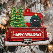 Meowy Christmas - Christmas Gift For Cat Lovers - Personalized Wooden Cutout Ornament