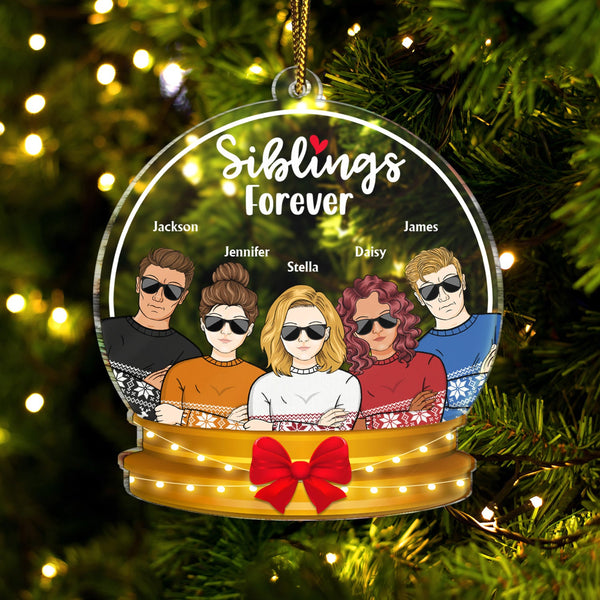 Siblings Forever Snow-globe - Christmas Gift For Family, Friends, Couple, Dad, Mom, Grandpa, Grandma - Personalized Custom Shaped Acrylic Ornament