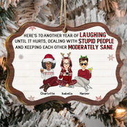 Laughing Until It Hurts - Christmas Gifts For Best Friends, Besties - Personalized Medallion Wooden Ornament
