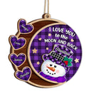 Love You To The Moon And Back Snowman - Christmas, Loving Gift For Grandpa, Grandma, Grandparents - Personalized 2-Layered Wooden Ornament