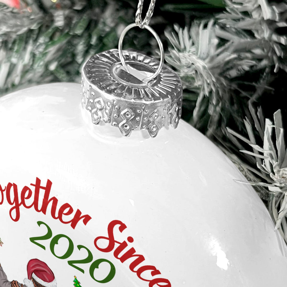 Together Since - Christmas Gift For Couples, Husband, Wife - Personalized White Flat Ball Ornament