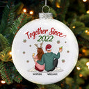 Together Since - Christmas Gift For Couples, Husband, Wife - Personalized White Flat Ball Ornament