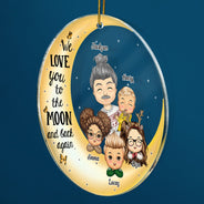 I Love You To The Moon And Back Grandpa Dad - Christmas Gift For Grandfather, Father, Grandkids - Personalized Circle Acrylic Ornament