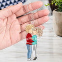 Chibi Couple Kissing - Anniversary Gift For Couples - Personalized Cutout Acrylic Keychain