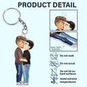 Chibi Couple Kissing - Anniversary Gift For Couples - Personalized Cutout Acrylic Keychain
