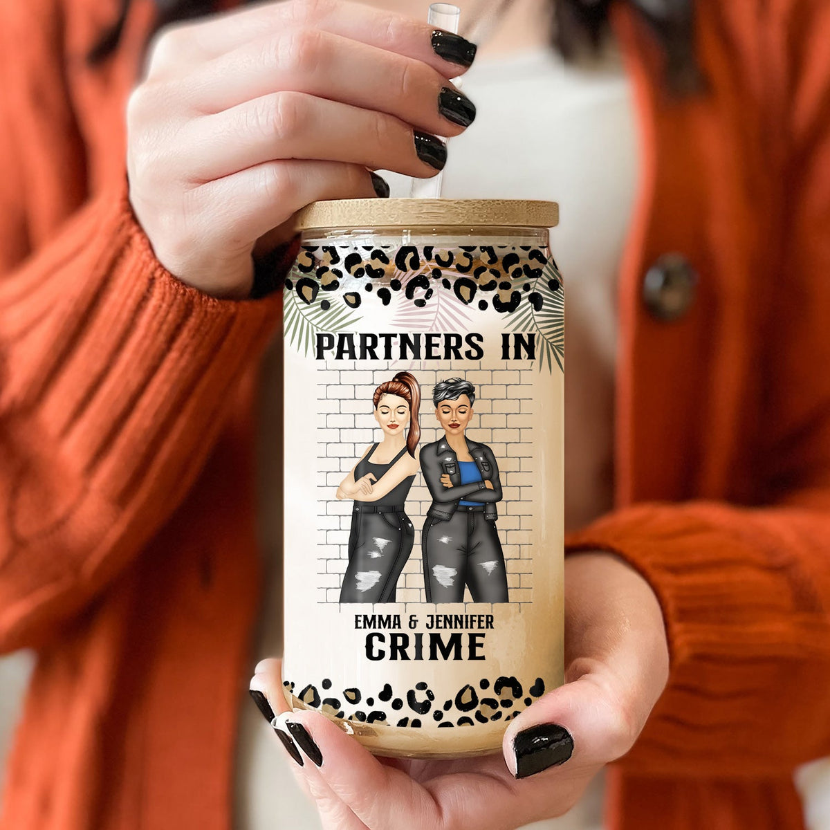 Partners In Crime If We Get Caught - Gift For Besties - Personalized Clear Glass Can