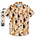 Custom Photo Funny Family Pet Face Pattern - Gift For Men, Dog And Cat Lovers, Family - Personalized Hawaiian Shirt