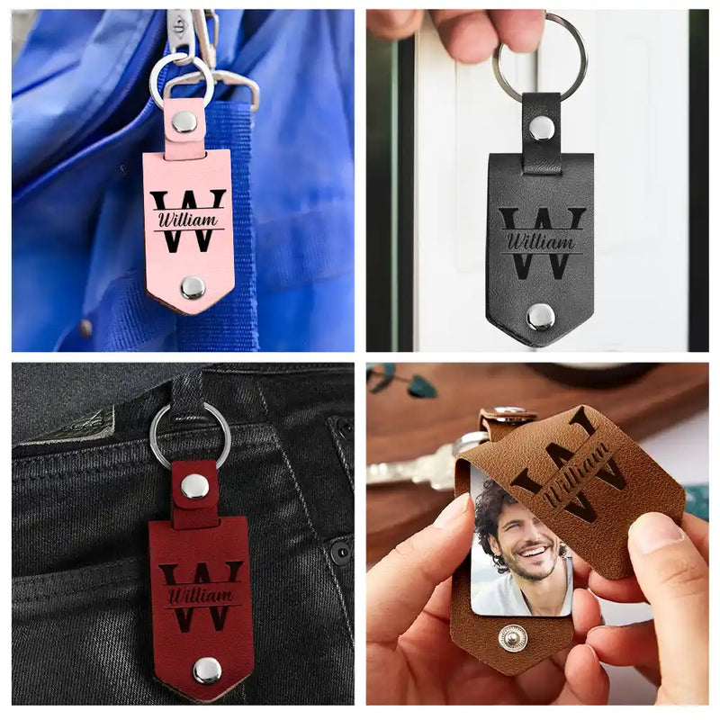 Custom Photo Drive Safe I Need You Here With Me - Gift For Couple, Besties, Friends, Family - Personalized Leather Photo Keychain
