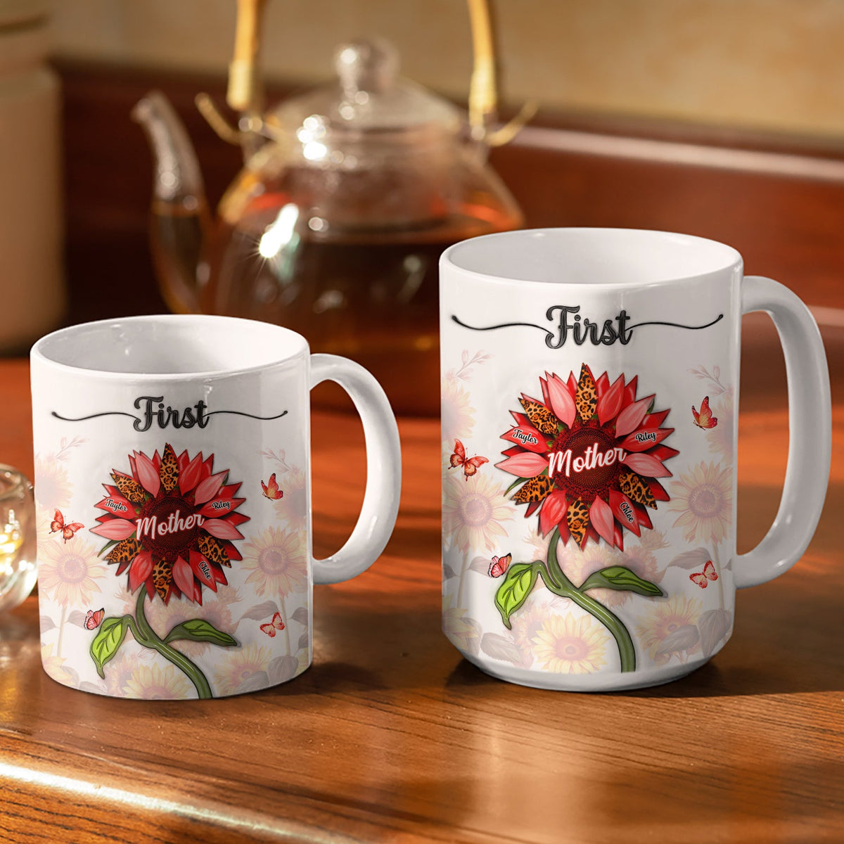 First Mom Now Grandma - Gift For Mothers, Grandmas, Aunties - Personalized White Edge-to-Edge Mug