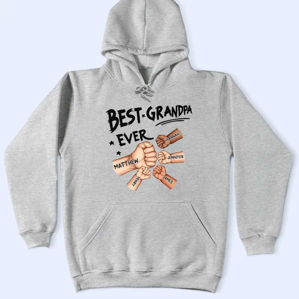 Gift For Father,Gift For Grandpa,Dad - Children,Happy - Best Dad Grandad Ever Fist Bump - Personalised T Shirt