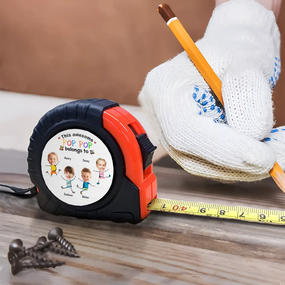 Custom Photo This Awesome Daddy Grandpa Belongs To - Personalized Tape Measure