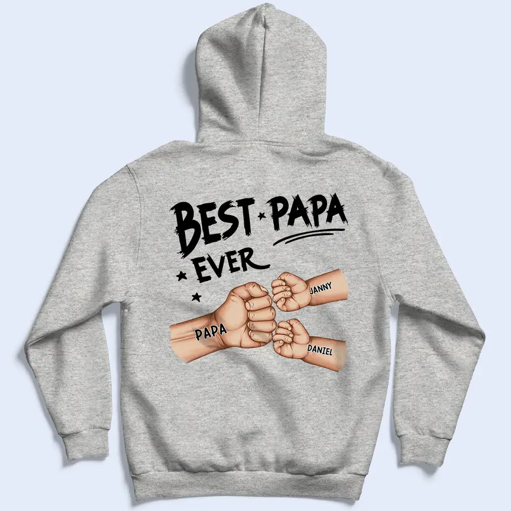 Best Dad Grandpa Ever Fist Bump - Personalized Back Printed T Shirt