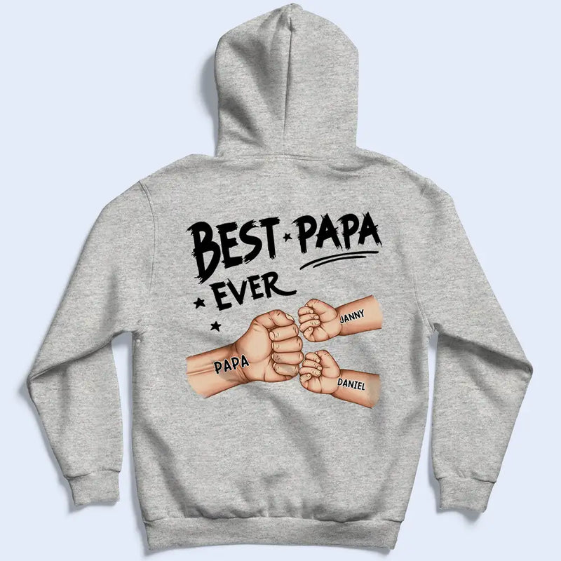 Best Dad Grandpa Ever Fist Bump - Personalized Back Printed T Shirt