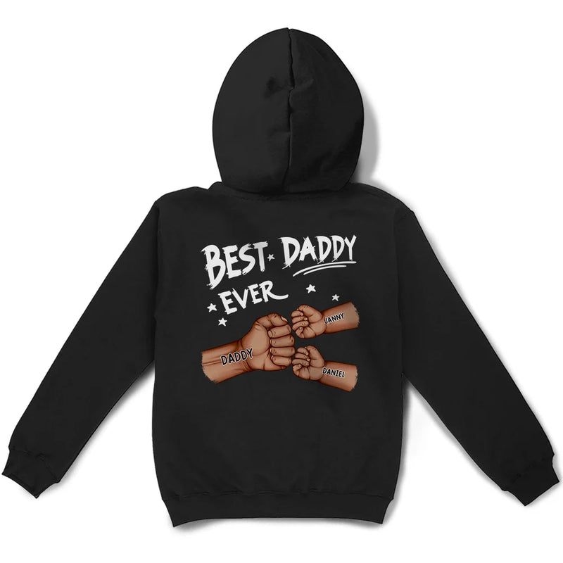 Best Dad Grandpa Ever Fist Bump - Personalized Back Printed T Shirt
