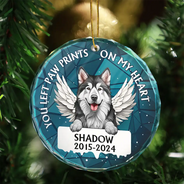 In Loving Memory Memorial Dog Cat Stained Glass - Personalized Circle Glass Ornament