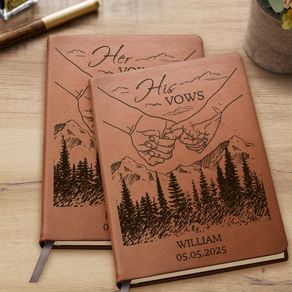 Wedding Couple Bride & Groom Vows - Personalized Leather Journal